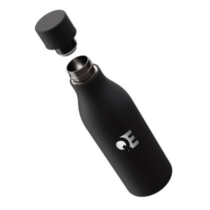 Custom Sweet Dreams 18 oz Recycled Stainless Steel Bottle - Black Open Cap View