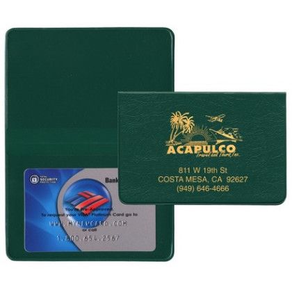 Custom Executive Vinyl Fold Over Card Cases with Two Clear Pockets - Green Crush Custom Executive Vinyl Fold Over Card Cases with Two Clear Pockets - Green Crush