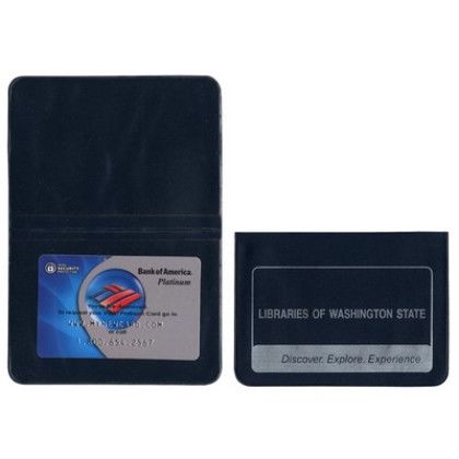 Custom Card Case with 2 clear pockets With Imprint 3.75" W x 2.25" H - Navy Blue Custom Card Case with 2 clear pockets With Imprint 3.75" W x 2.25" H - Navy Blue