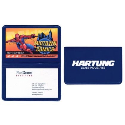 Custom Card Case with 2 Clear Pockets With Imprint 5.25" W x 3" H - Royal Blue Custom Card Case with 2 Clear Pockets With Imprint 5.25" W x 3" H - Royal Blue