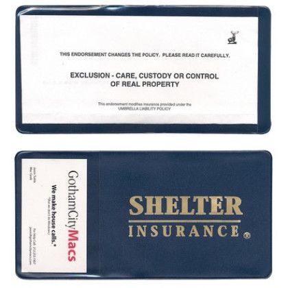 Custom Policy Holder With Extra Pocket (open on short side) - Navy Blue Custom Policy Holder With Extra Pocket (open on short side) - Navy Blue