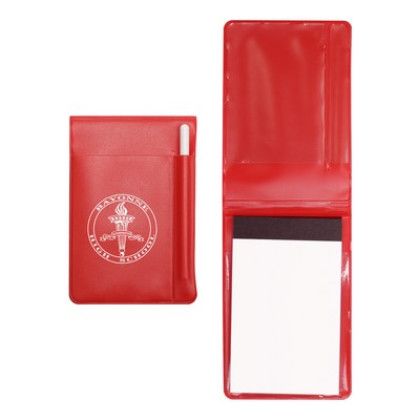 Custom Standard Vinyl 30-Page Memo Book with White Pen - Red Custom Standard Vinyl 30-Page Memo Book with White Pen - Red