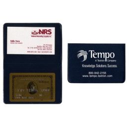 Custom Fold Over Card Case with 2 clear pockets - Navy Blue