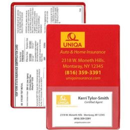 Custom Copy Guard Vinyl Insurance Card Holder w/ Extra Pocket - Red