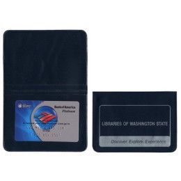 Custom Card Case with 2 clear pockets With Imprint 3.75" W x 2.25" H - Navy Blue