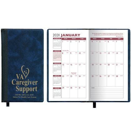 Custom Monthly Florence Series Hard Cover Planner with 2 Color Insert - Blue
