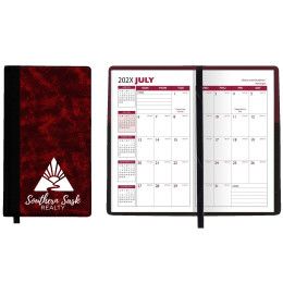 Custom Academic Florence Designer Hard Cover Planner with 2 Color Insert - Burgundy Red