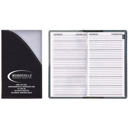 Custom 2 Tone Vinyl Designer Series Barcelona Planner - Address Book - Silver with Black