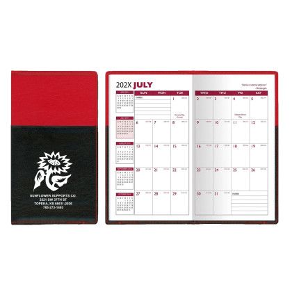 Custom Soft Cover 2 Tone Vinyl France Series Academic Planner / 2 Color - Red with Black Custom Soft Cover 2 Tone Vinyl France Series Academic Planner / 2 Color - Red with Black