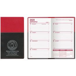 Custom Soft Cover 2 Tone Vinyl France Series Weekly Planner w/o Map / 1 Color - Red with Black