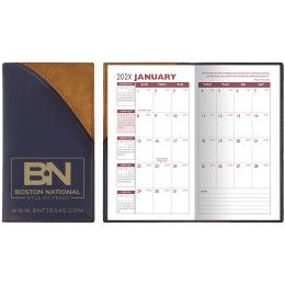 Custom 2 Tone Vinyl Designer Series Barcelona Planner - Monthly 2 Color - Brown with Navy Blue
