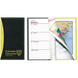 Custom Soft Cover 2 Tone Vinyl Geneva Series Weekly Planner with Map / 1 Color - Yellow With Black