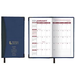 Custom Monthly Ascot 2 Tone Vinyl Soft Cover Planner with 1 Color - Blue with Black