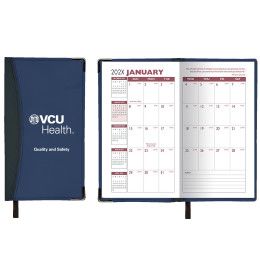 Custom Monthly Ascot 2 Tone Vinyl Soft Cover Planner (2 Color) - Blue with Black