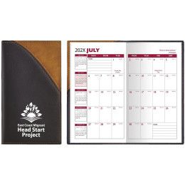 Custom 2 Tone Vinyl Designer Series Barcelona Planner - Academic 2 Color - Brown with Black