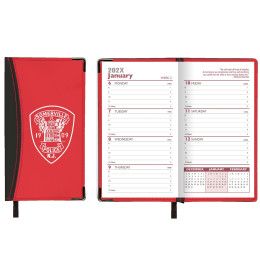 Custom Weekly Ascot 2 Tone Vinyl Soft Cover Planner (2 Color w/ Map) - Red with Black