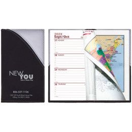 Custom 2 Tone Vinyl Designer Series Barcelona Planner - Weekly 1 Color with Map - Silver with Black