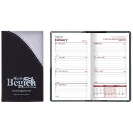 Custom 2 Tone Vinyl Designer Series Barcelona Planner - Weekly 2 Color Insert with Map - Silver with Black