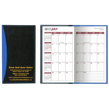 Custom Soft Cover 2 Tone Vinyl Geneva Series Academic Planner / 2 Color - Royal Blue with Black