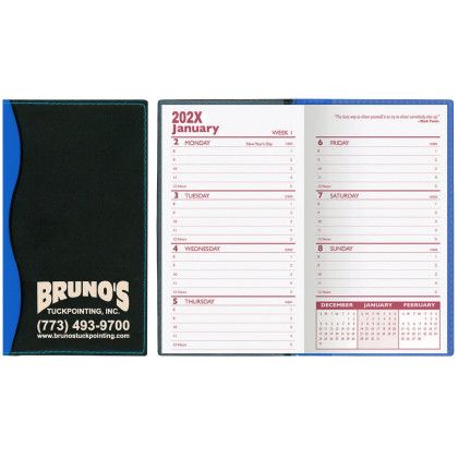 Custom Soft Cover 2 Tone Vinyl Holland Series Weekly Planner w/o Map / 1 Color - Royal Blue with Black Custom Soft Cover 2 Tone Vinyl Holland Series Weekly Planner w/o Map / 1 Color - Royal Blue with Black