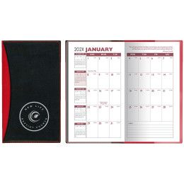 Custom Soft Cover 2 Tone Vinyl Geneva Series Monthly Planner / 2 Color - Red with Black Custom Soft Cover 2 Tone Vinyl Geneva Series Monthly Planner / 2 Color - Red with Black