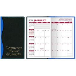 Custom Soft Cover 2 Tone Vinyl Holland Series Monthly Planner / 2 Color - Royal Blue with Black Custom Soft Cover 2 Tone Vinyl Holland Series Monthly Planner / 2 Color - Royal Blue with Black