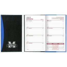 Custom Soft Cover 2 Tone Vinyl Geneva Series Weekly Planner with Map / 2 Color - Royal Blue with Black