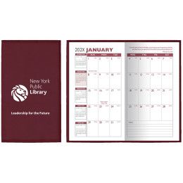 Custom Soft Cover Vinyl Sewn Ireland Monthly Planner / 1 Color Insert - Burgundy Red