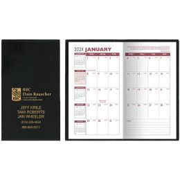Custom Soft Cover Vinyl Sewn Ireland Monthly Planner / 2 Color Insert - Black