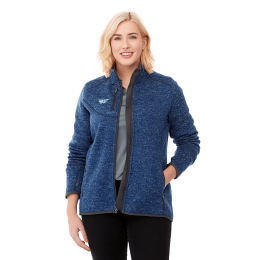 Custom Women's Tremblant Sweater Knit Full Zip Jacket with Thumb Holes - Metro Blue Heather Custom Women's Tremblant Sweater Knit Full Zip Jacket with Thumb Holes - Metro Blue Heather