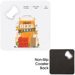 Custom Square Bottle Opener Coaster - Full Color Custom Square Bottle Opener Coaster - Full Color
