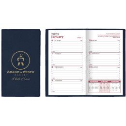 Custom Soft Cover Vinyl Sewn Ireland Weekly Planner w/o Map / 1 Color Insert - Navy Blue 