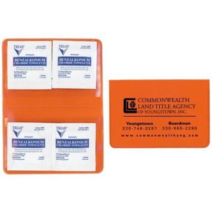 Custom Hand Sanitizer BZK Towelette Kit - Orange Custom Hand Sanitizer BZK Towelette Kit - Orange