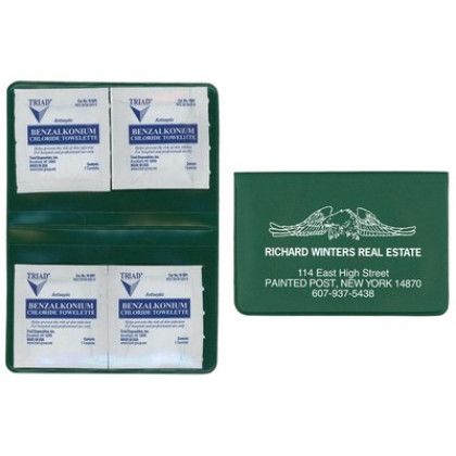 Custom Hand Sanitizer BZK Towelette Kit - Green Custom Hand Sanitizer BZK Towelette Kit - Green