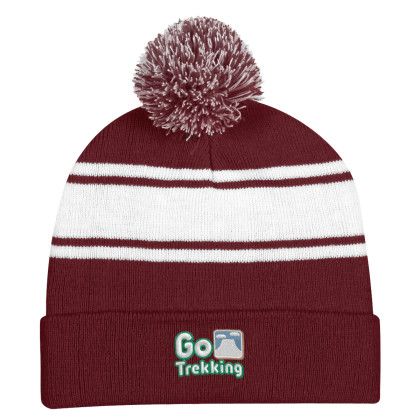 Two-Tone Knit Beanie | Custom Knit Beanie Caps - Burgundy/White