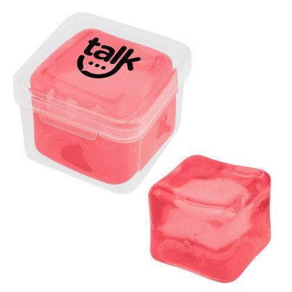 Custom Squishy Cube Stress Toy - Clear With Translucent Red Custom Squishy Cube Stress Toy - Clear With Translucent Red