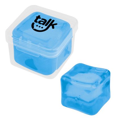 Custom Squishy Cube Stress Toy - Clear With Translucent Blue Custom Squishy Cube Stress Toy - Clear With Translucent Blue