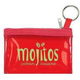 Custom The Rainbow Translucent/ Crystal Clear Zip Pouches with Key Ring - Red