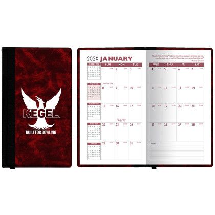 Custom Monthly Florence Designer Hard Cover Planner with 1 Color Insert - Burgundy Red