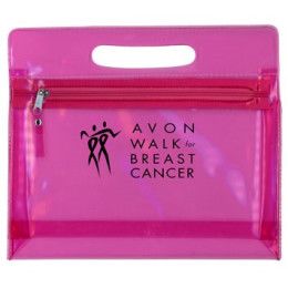 Custom Translucent Airline Pouch / Cosmetic Case - Pink Custom Translucent Airline Pouch / Cosmetic Case - Pink