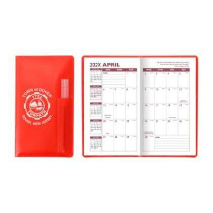 Custom Translucent Vinyl Cover Academic Planner with Flat Clear Pen - Translucent Red Custom Translucent Vinyl Cover Academic Planner with Flat Clear Pen - Translucent Red