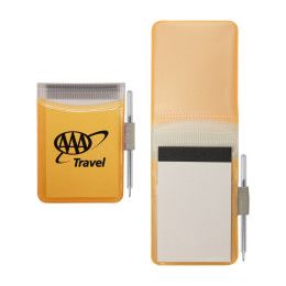 Custom Hard Cover Memo Book with Pad & Matching Pen (100 Page Insert) - Orange Custom Hard Cover Memo Book with Pad & Matching Pen (100 Page Insert) - Orange