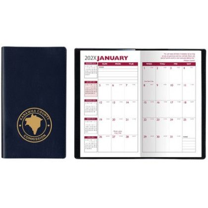 Custom Castillion Softtouch Vinyl Monthly Pocket Planner - Navy Blue