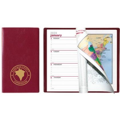 Custom Castillion Softtouch Vinyl Cover Weekly Pocket Planner - Burgundy 