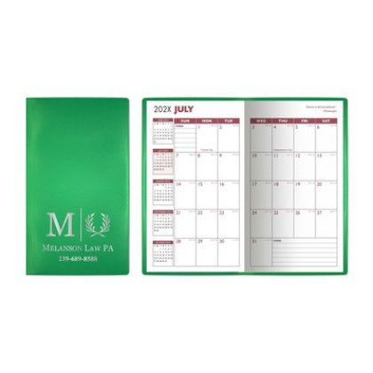 Custom Translucent Vinyl Monthly Pocket Planner - Translucent Green Custom Translucent Vinyl Monthly Pocket Planner - Translucent Green