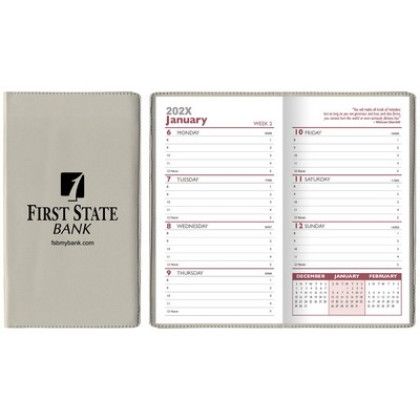 Custom Standard Vinyl Cover Weekly Pocket Planner - Gray Custom Standard Vinyl Cover Weekly Pocket Planner - Gray