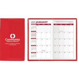 Custom Standard Vinyl Monthly Pocket Planner - Red Custom Standard Vinyl Monthly Pocket Planner - Red