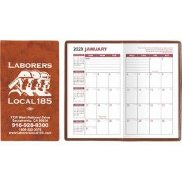 Custom Executive Vinyl Monthly Pocket Planner - Almond Beige Custom Executive Vinyl Monthly Pocket Planner - Almond Beige