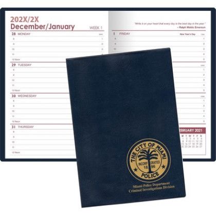 Custom 7 x 10 Executive Vinyl Cover Weekly Planner - Blue Crush 