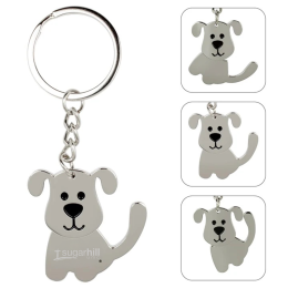 Custom Swinging Dog Keychain - Silver 